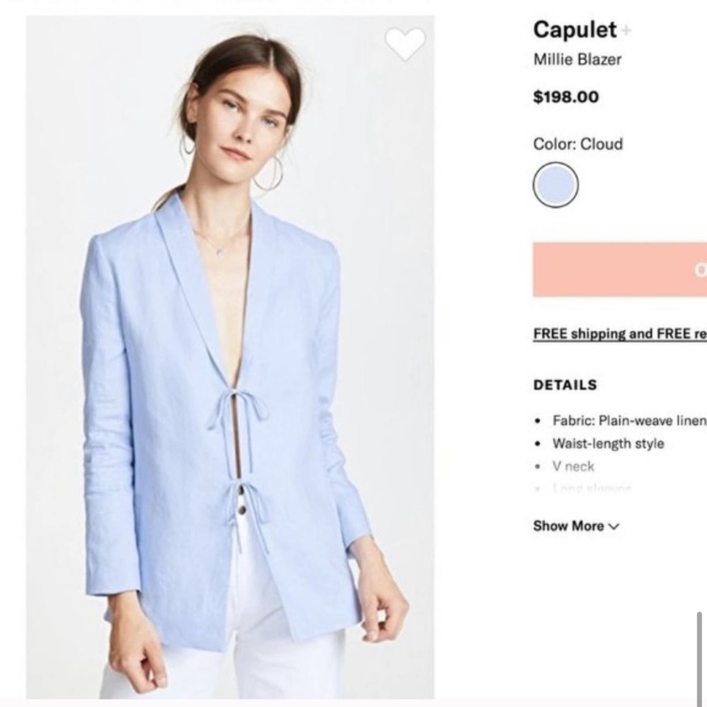 NWT Anthropologie Millie Capulet Linen Tie Blazer - Picture 5 of 6